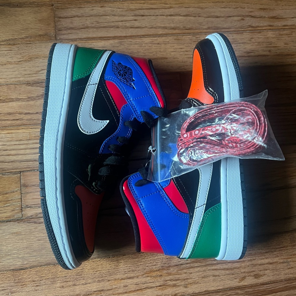 Jordan Kids Sneakers in Black, Blue, Green, and Orange